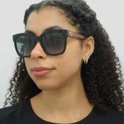 Square Black With Green and Red Glitter Grey Gradient GG0034SN Sunglasses