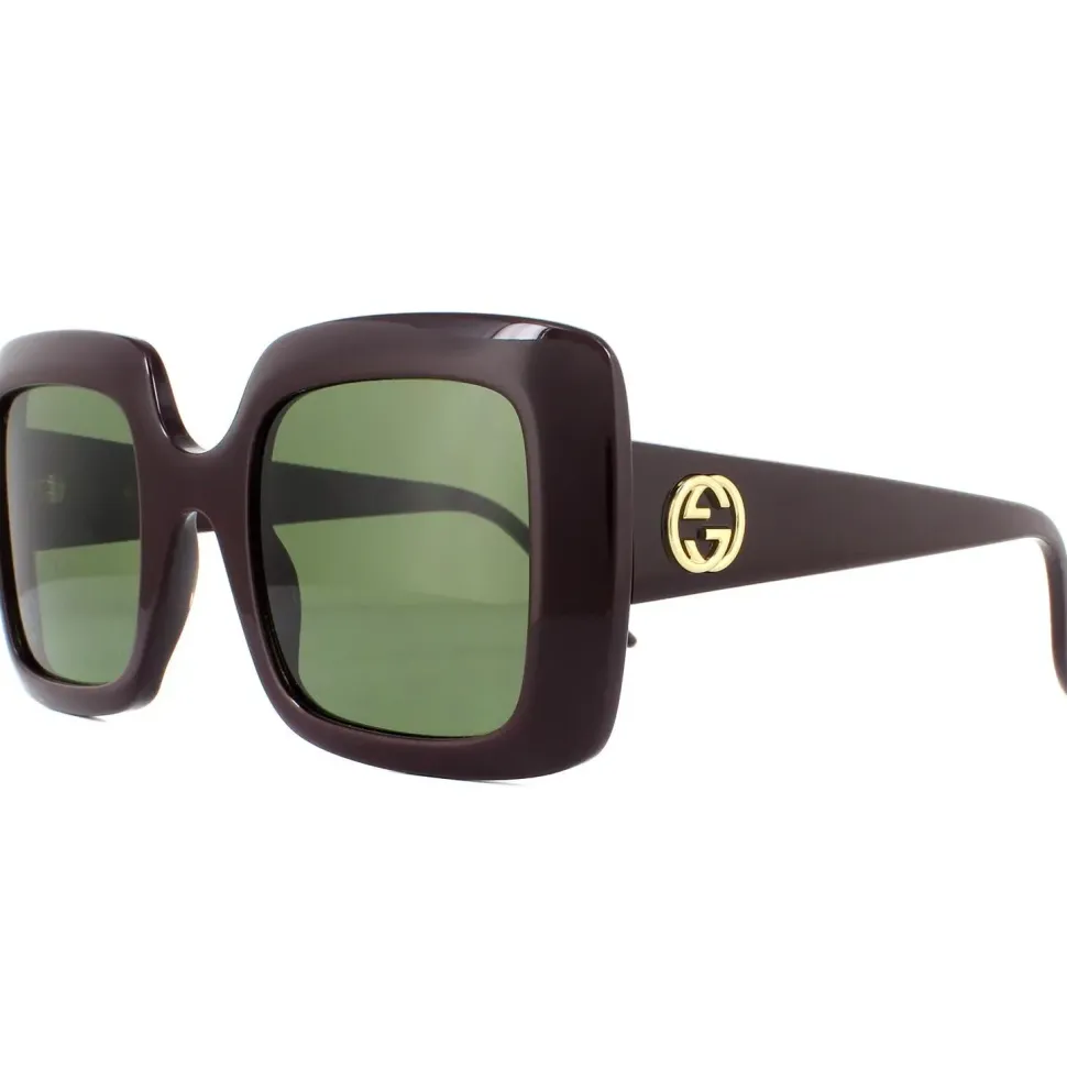 Square Dark Red Green Sunglasses