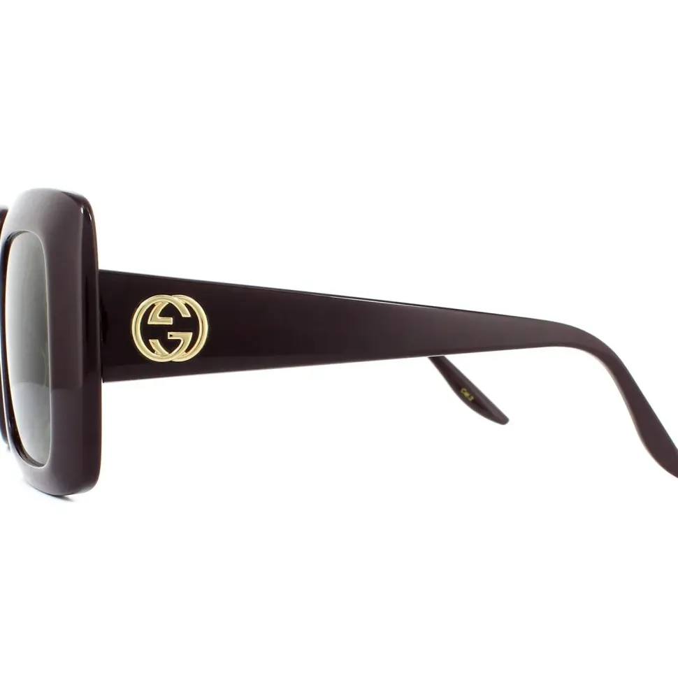 Square Dark Red Green Sunglasses