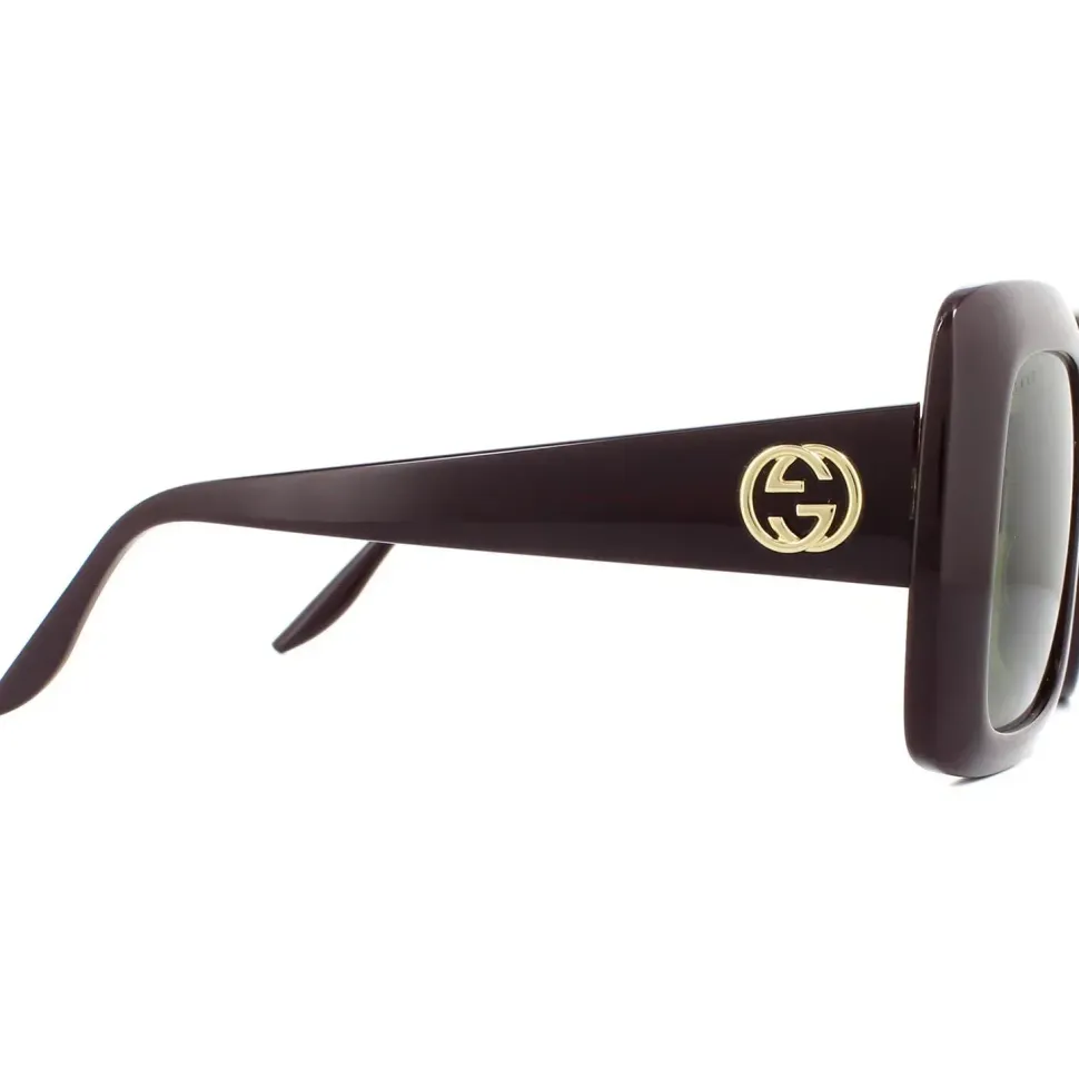 Square Dark Red Green Sunglasses