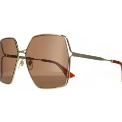Square Gold Brown Sunglasses