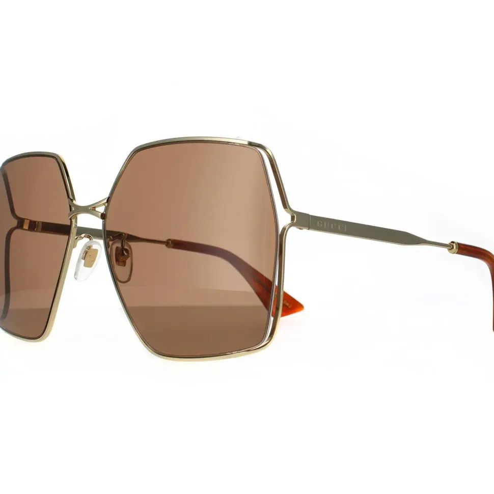 Square Gold Brown Sunglasses