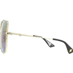 Square Gold Grey with Multicolour Gradient Mirror GG0414S Sunglasses