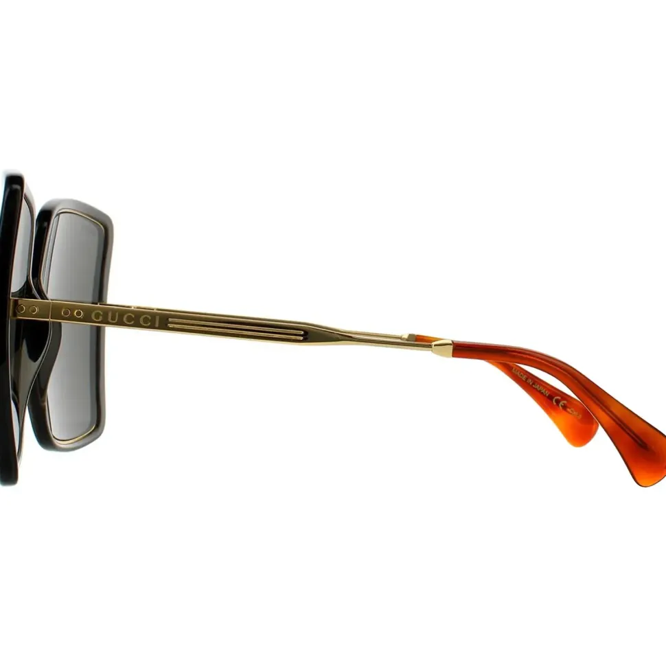 Square Grey Crystal and Gold Grey Sunglasses