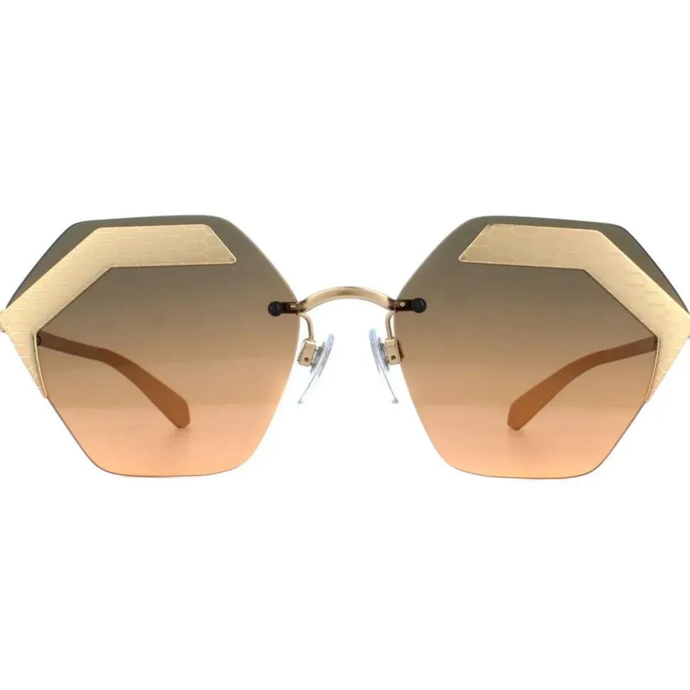 Square Matte Rose Gold Orange Gradient Light Grey Sunglasses