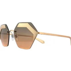 Square Matte Rose Gold Orange Gradient Light Grey Sunglasses