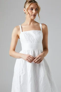 Square Neck Jacquard Maxi Wedding Dress