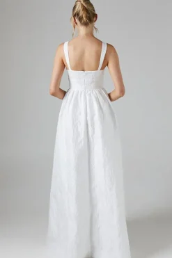 Square Neck Jacquard Maxi Wedding Dress