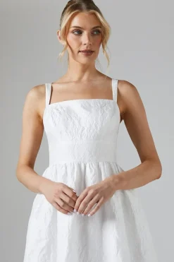 Square Neck Jacquard Maxi Wedding Dress