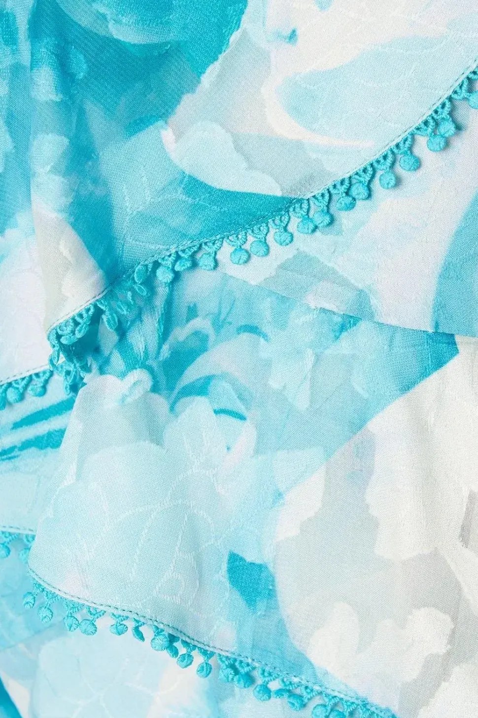 Square Neck Jacquard Ruffle Midi Dress