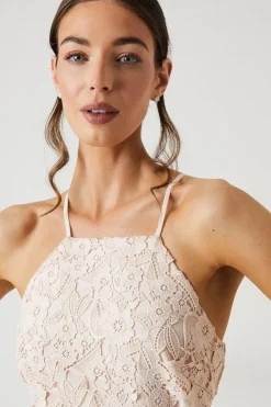 Square Neck Lace Bridesmaid Maxi Dress