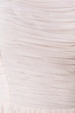 Square Neck Mesh Maxi Bridesmaid Dress