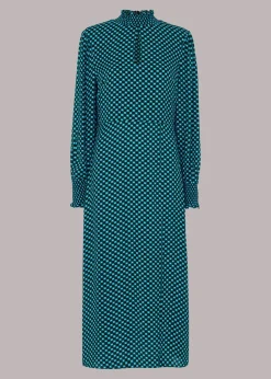 Star Check Print Midi Dress-