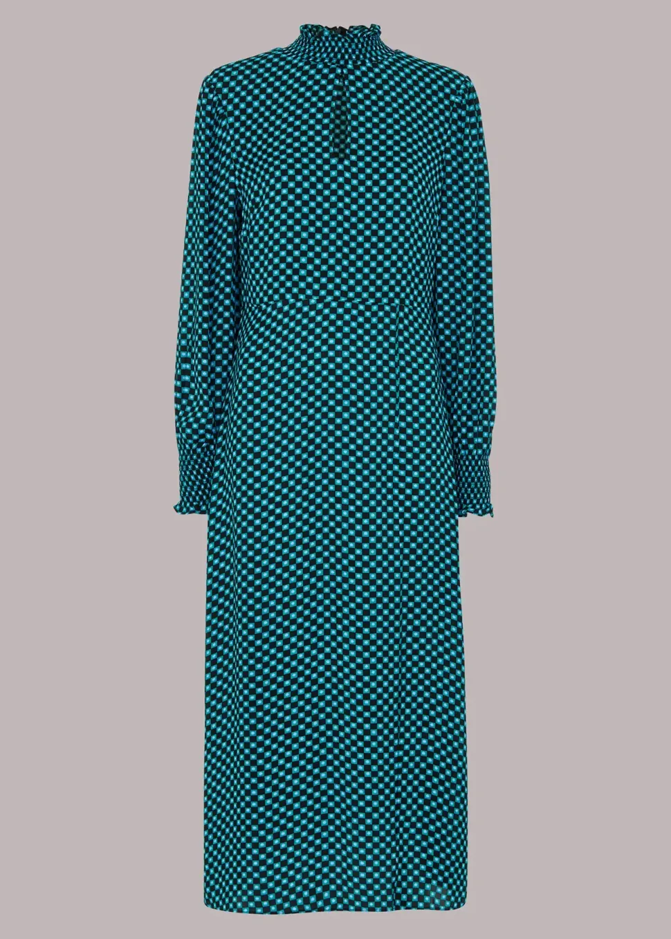 Star Check Print Midi Dress-