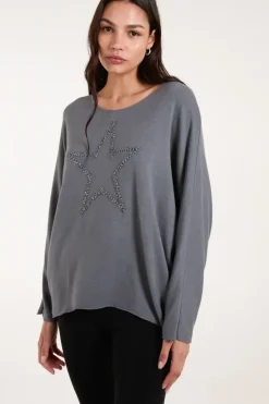 Star Metallic Braid Batwing Jumper