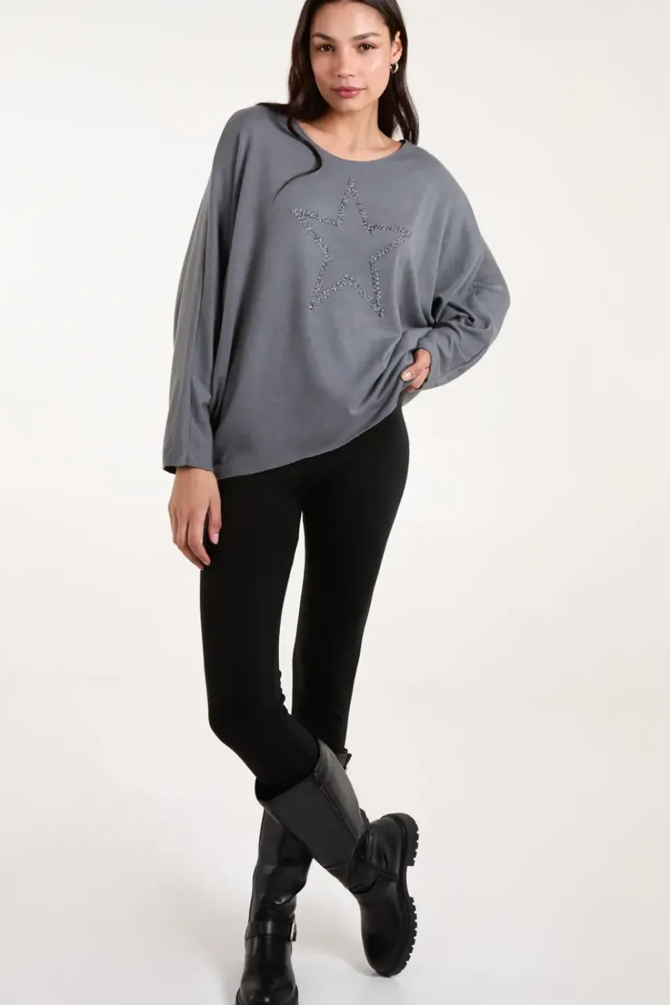 Star Metallic Braid Batwing Jumper