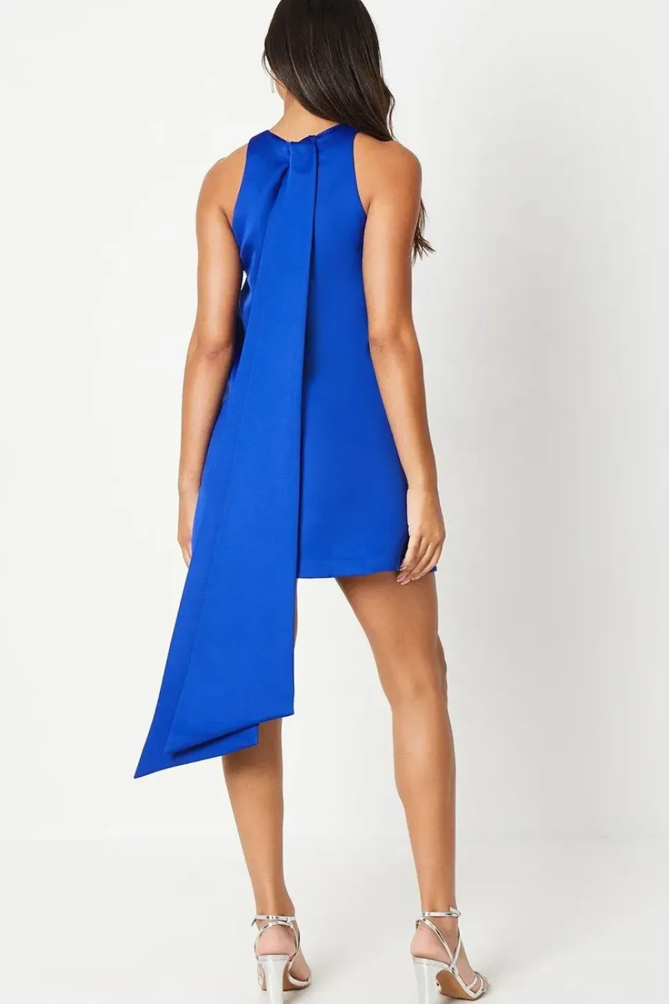 Statement Bow Structured Satin Mini Dress