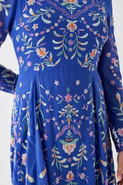 Statement Embroidered Midi Dress