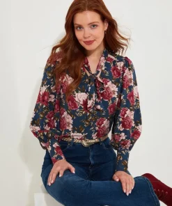 Statement Floral Pussybow Blouse