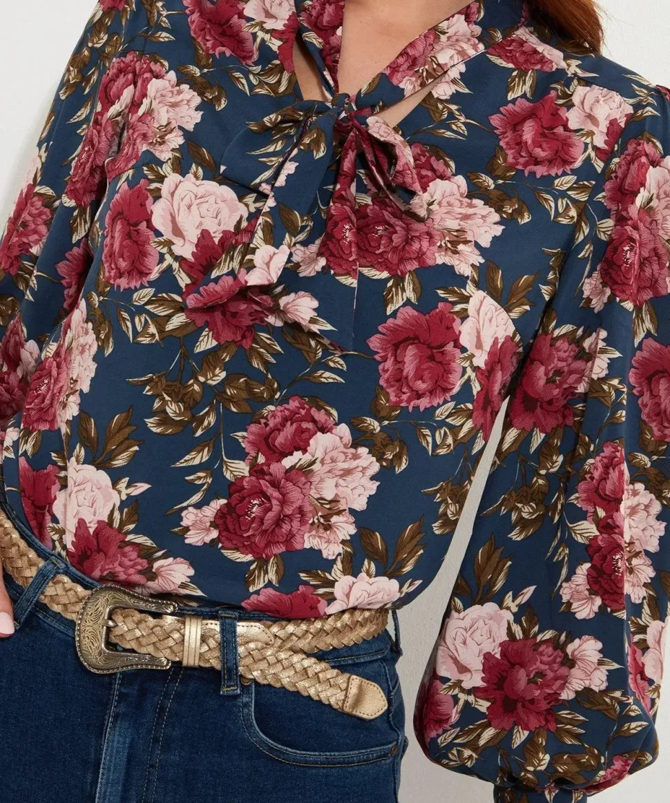 Statement Floral Pussybow Blouse