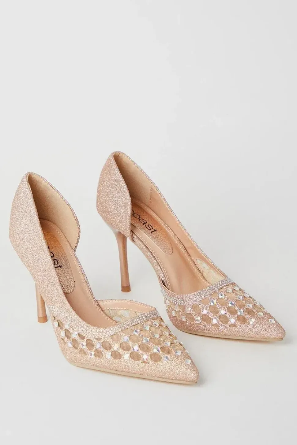 Stazie Glitter Mesh Diamante High Heeled Court Shoes