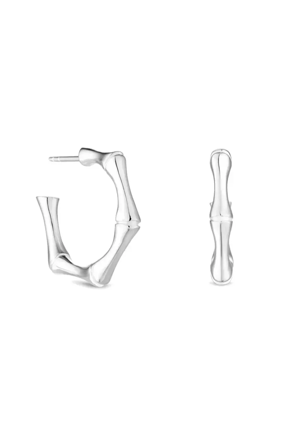 Sterling Silver 925 Bamboo Hoop Earrings