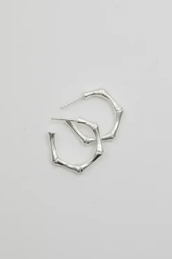 Sterling Silver 925 Bamboo Hoop Earrings