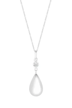 Sterling Silver 925 Besel Polished Drop Pendant Necklace