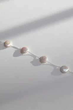 Sterling Silver 925 Coin Pearl Bracelet