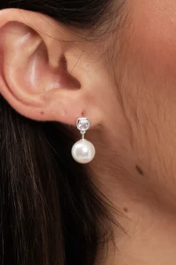 Sterling Silver 925 Cubic Zirconia and Pearl Drop Earrings