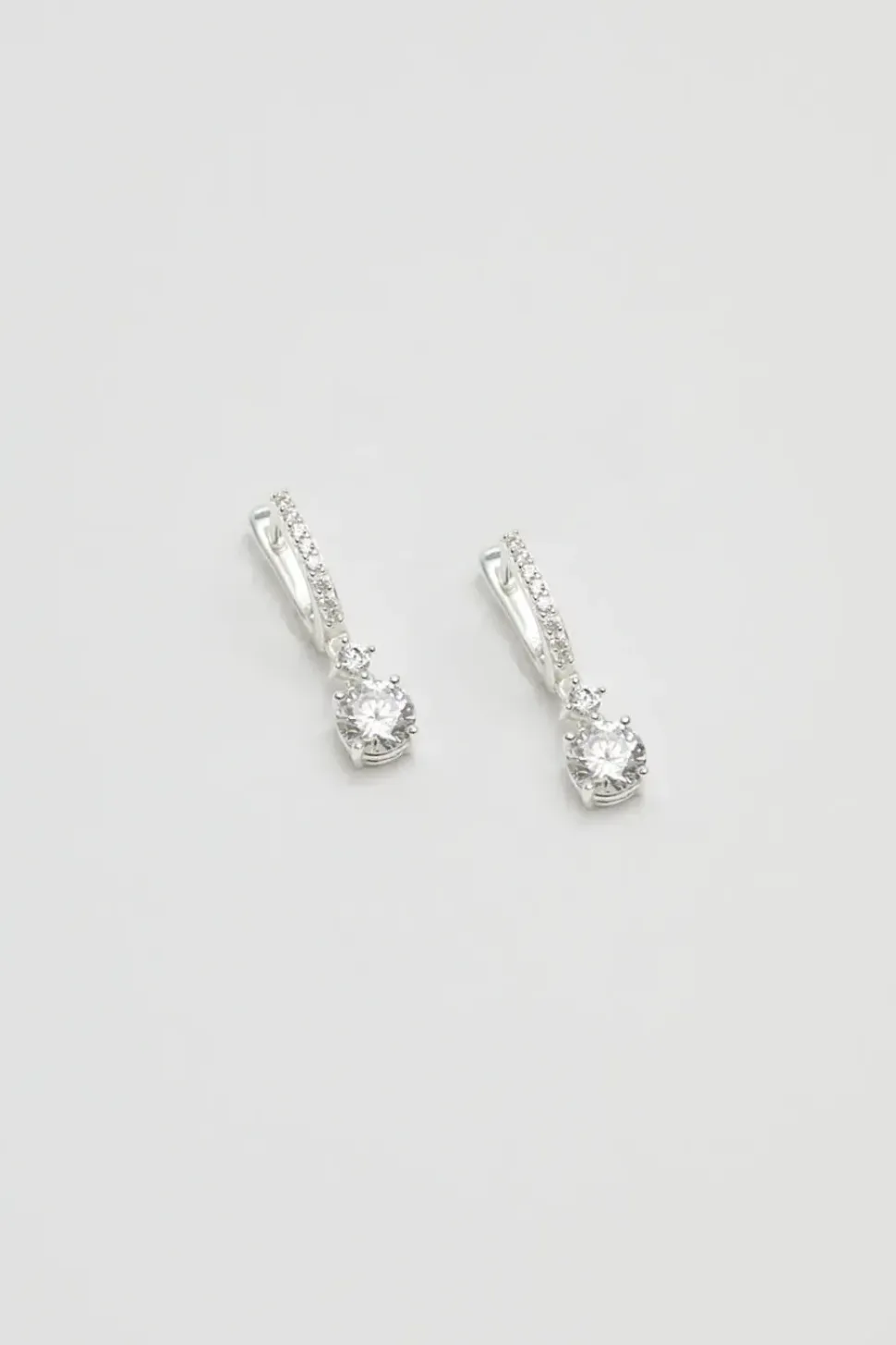 Sterling Silver 925 Cubic Zirconia Crystal Stone Huggie Hoop Earrings
