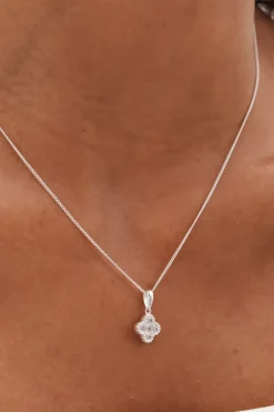 Sterling Silver 925 Cubic Zirconia Fine Clover Pendant