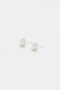 Sterling Silver 925 Cubic Zirconia Halo Earrings