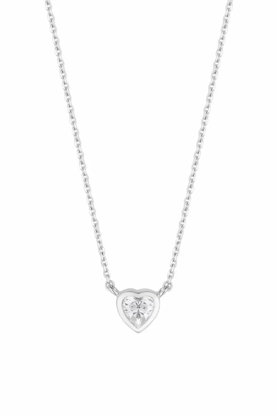 Sterling Silver 925 Cubic Zirconia Heart Pendant Necklace