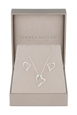Sterling Silver 925 Cubic Zirconia Heart Set - Gift Boxed