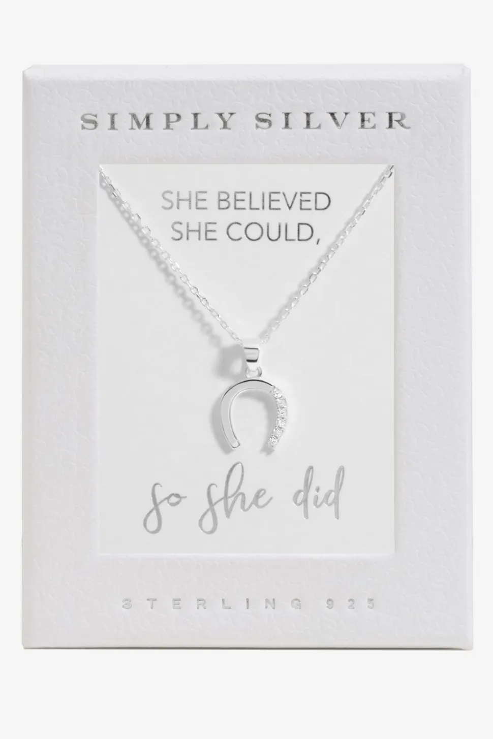 Sterling Silver 925 Cubic Zirconia Horseshoe Pendant