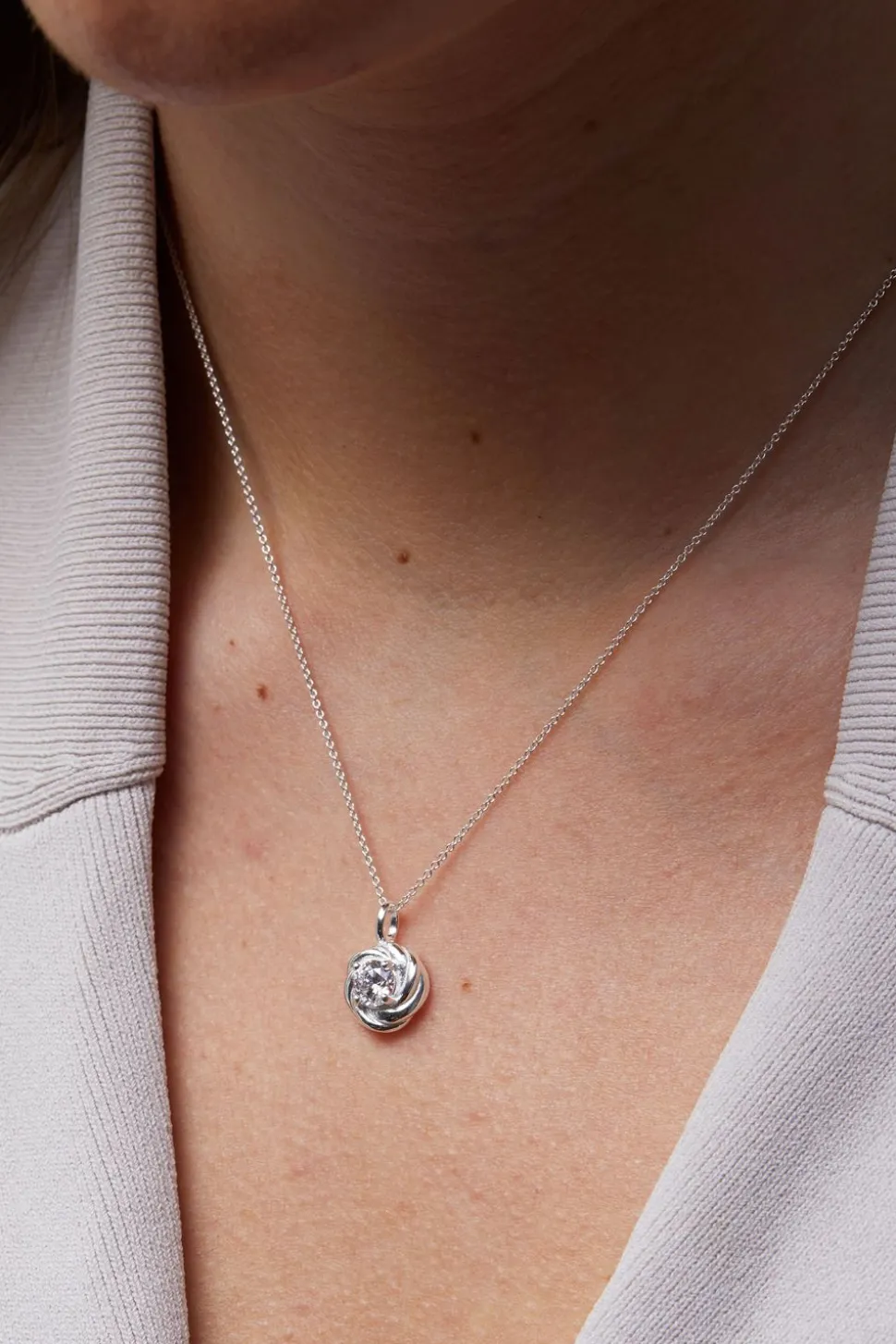 Sterling Silver 925 Cubic Zirconia Knot Set - Gift Boxed