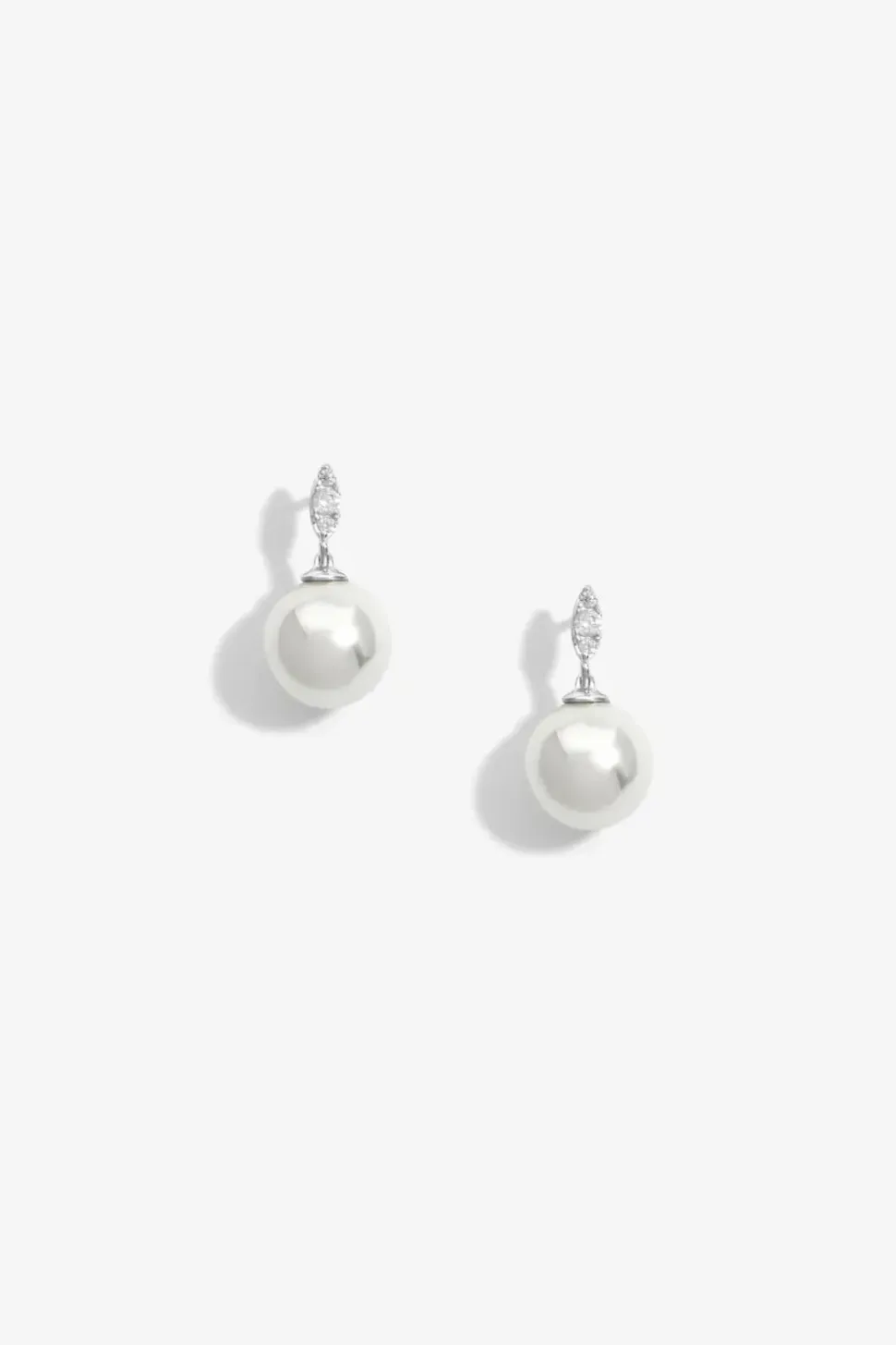 Sterling Silver 925 Cubic Zirconia Linear Navette Drop Earrings