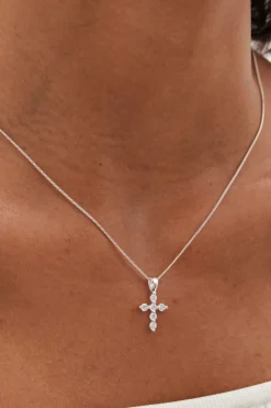 Sterling Silver 925 Cubic Zirconia Mini Cross Pendant