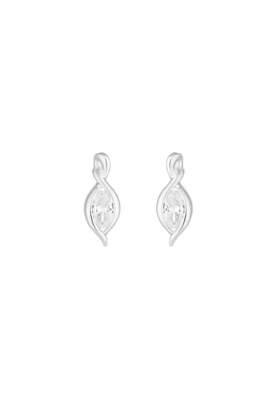 Sterling Silver 925 Cubic Zirconia Navette Earrings