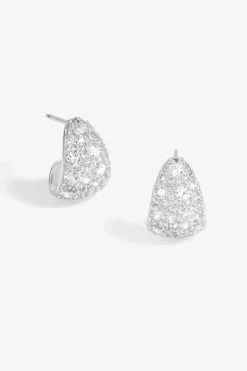 Sterling Silver 925 Cubic Zirconia Pave Hoop Earrings