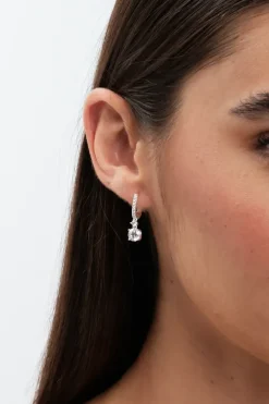 Sterling Silver 925 Cubic Zirconia Pave Hoop Earrings