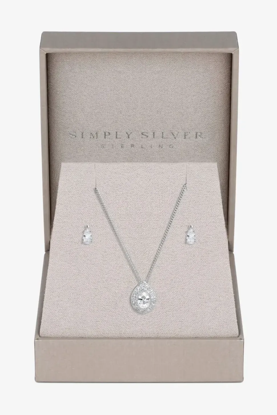 Sterling Silver 925 Cubic Zirconia Pave Pear Set - Gift Boxed