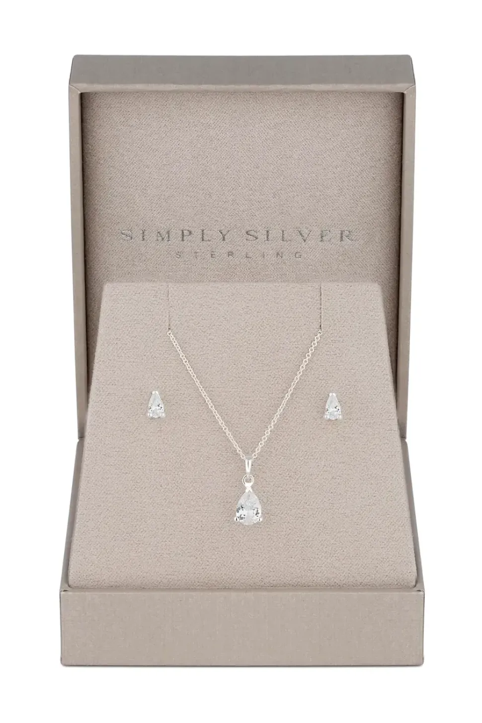 Sterling Silver 925 Cubic Zirconia Pear Stone Set - Gift Boxed
