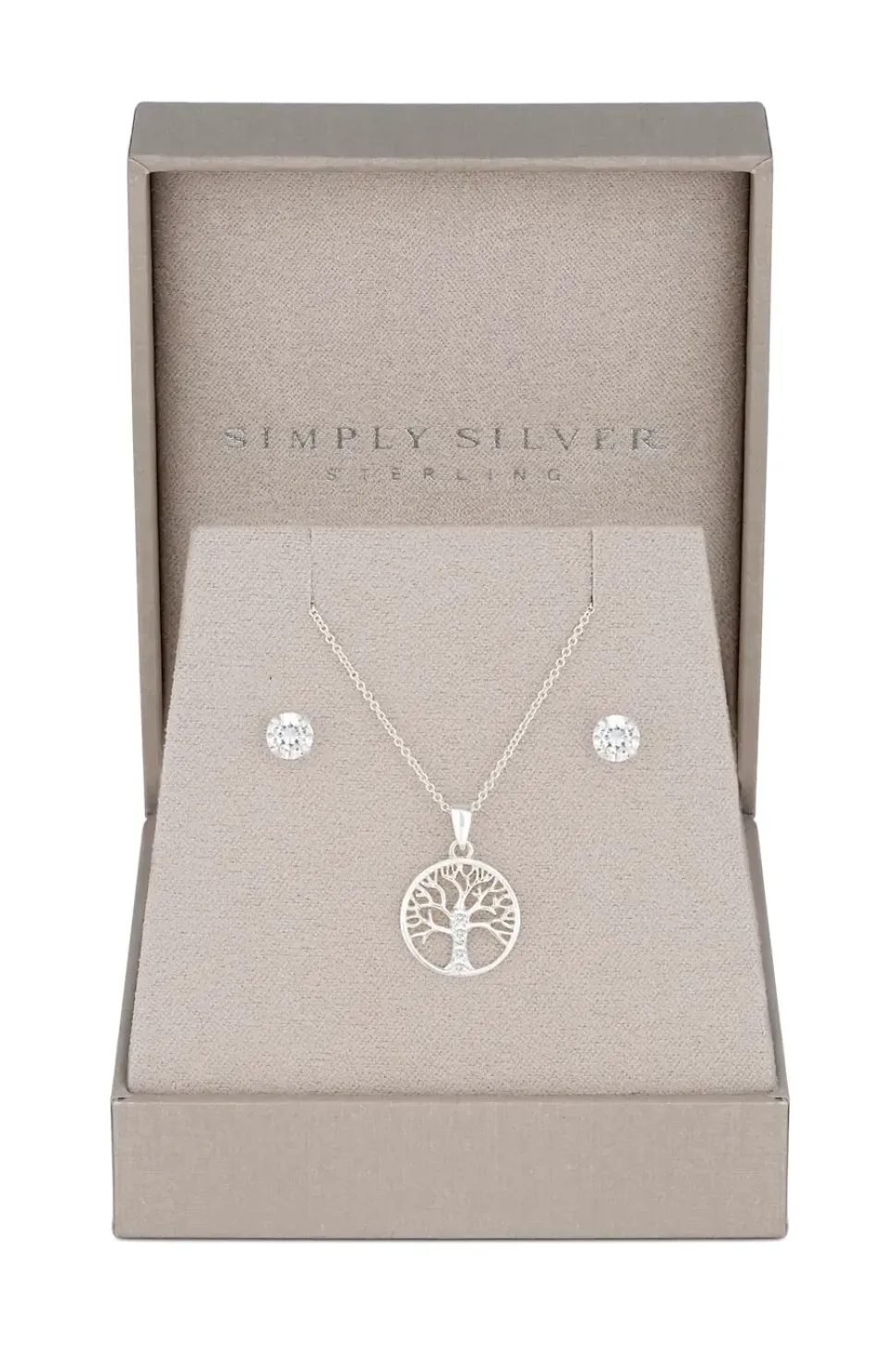 Sterling Silver 925 Cubic Zirconia Tree of Love Jewellery Set - Gift Boxed