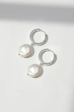 Sterling Silver 925 Freshwater Pearl Hoop Earrings