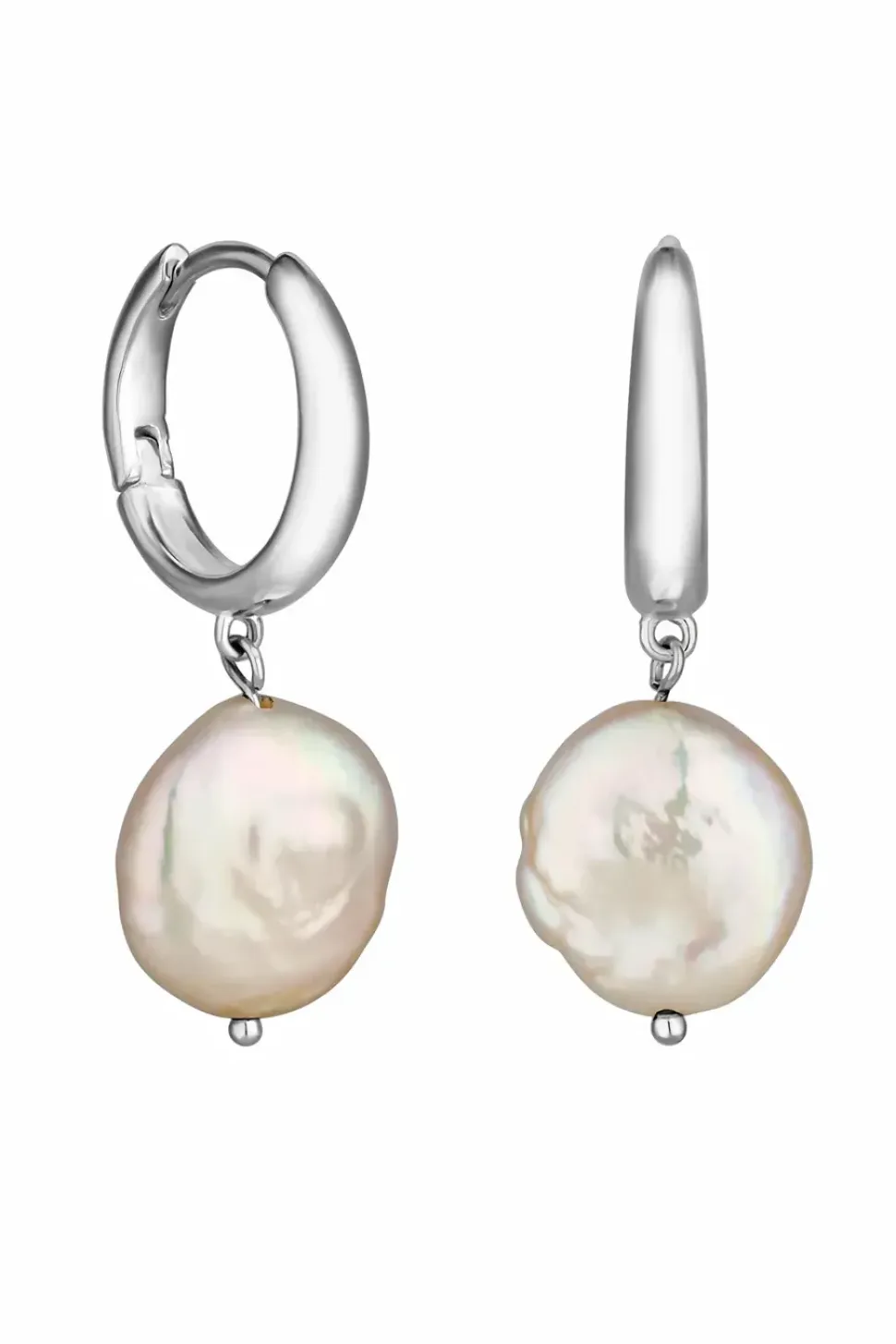 Sterling Silver 925 Freshwater Pearl Hoop Earrings