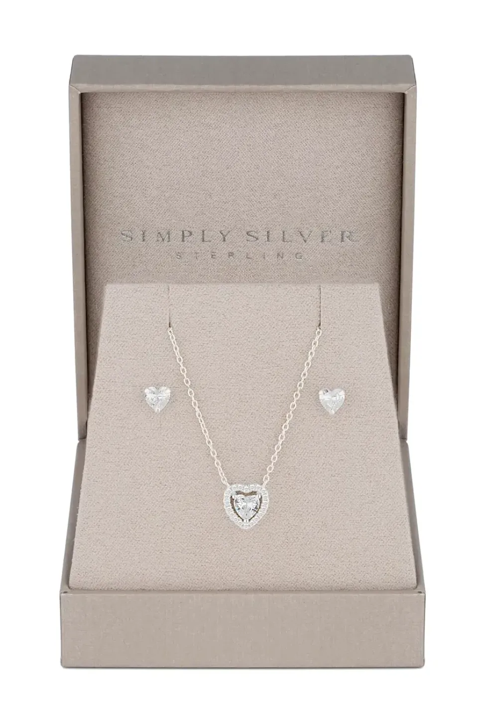 Sterling Silver 925 Halo Heart Jewellery Set - Gift Boxed