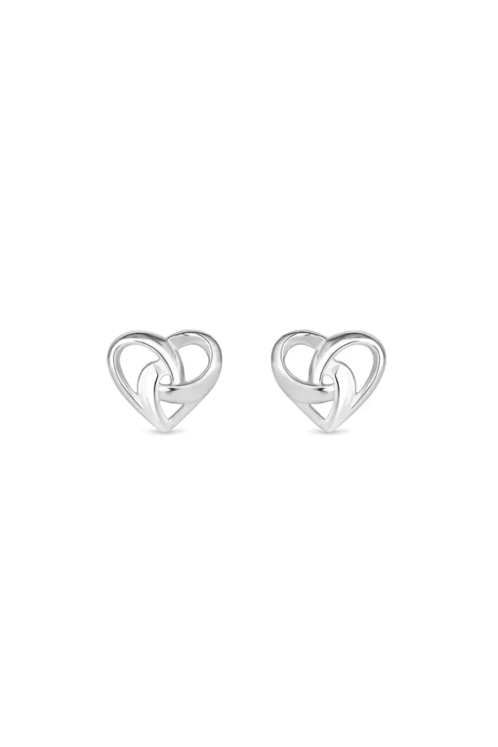 Sterling Silver 925 Knotted Heart Stud Earrings