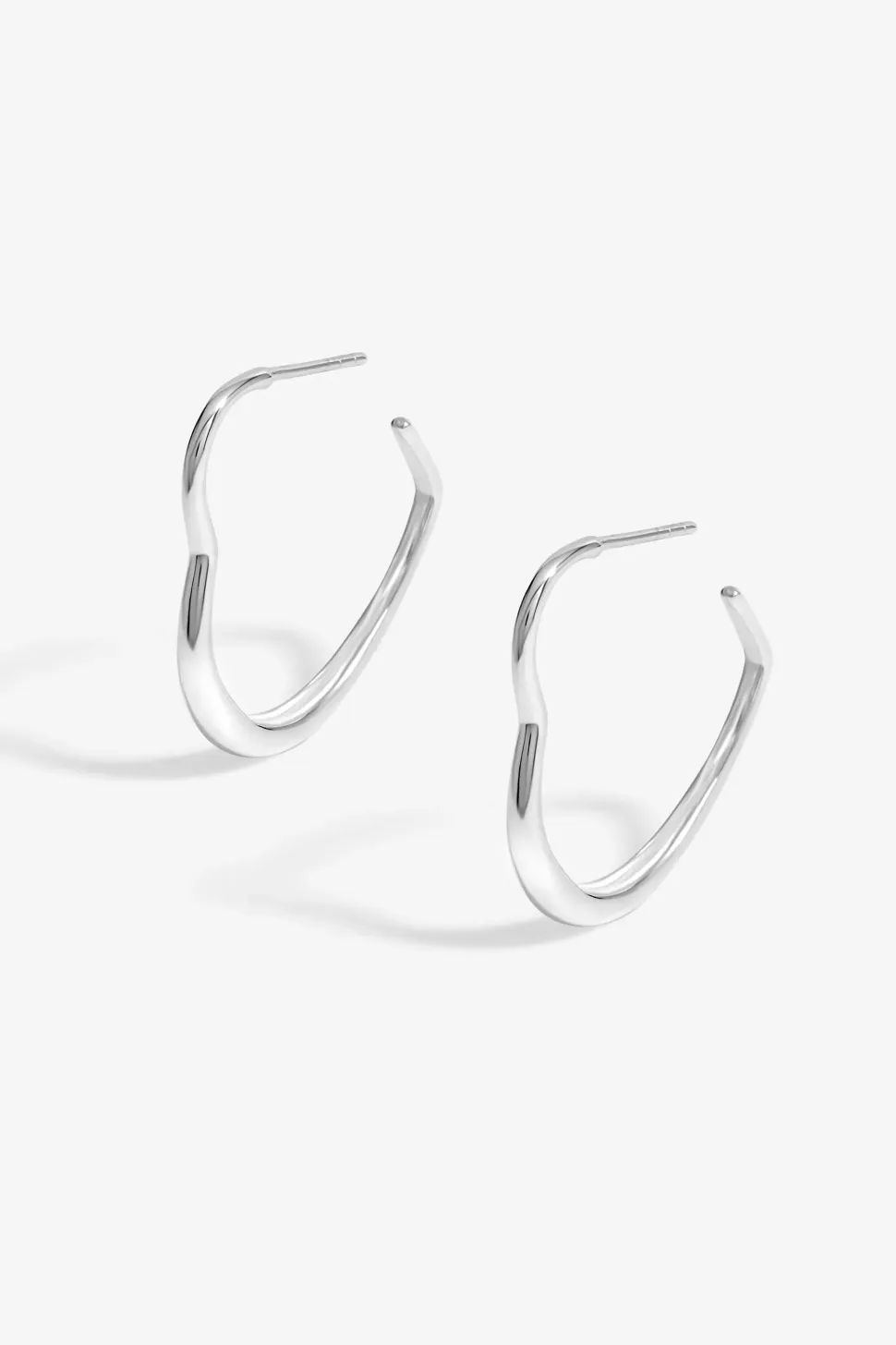 Sterling Silver 925 Large Polished Heart Hoop Earrings